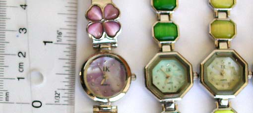 Assorted clock face design fashion bracelet watch with assorted design cat eye stone 