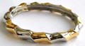 Bone shape fashion bangle bracelet in gold and silver 2-tones design