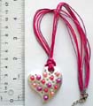 Fashion necklace in multi pinkish strings design with multi beaded heart love pendant