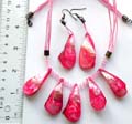 Multi strings pinkish fashion beaded necklace with 5 seashell pendants seashell earring set