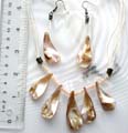 Fashion beaded necklace in multi white strings design with 5 seashell pendants seashell earring set