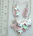 Fashion chain necklace with multi shiny butterfly pendant earring set 
