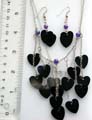 Fashion beaded chain necklace with multi shiny chain-in heart love pendant earring set