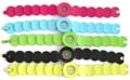 Multi elliptical flat beads forming fashion bracelet watch with rounded clock face design, assorted color randomly pick