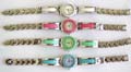 Thick band fashion bracelet watch with enamel color decor on both sides, assorted color randomly pick