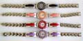 Thick band fashion bracelet watch with enamel color decor on both sides, assorted color randomly pick