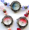 Multi color beads forming fashion bracelet watch with pattern decor around clock face, assorted color randomly pick