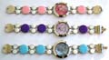 Rounded fashion bracelet watch with enamel color circle pattern decor on each side, assorted color randomly pick