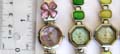 Assorted clock face design fashion bracelet watch with assorted design cat eye stone embedded on both sides, randomly pick by our warehouse stuff