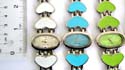 Elliptical clock face design fashion bracelet watch with 3 enamel color heart shape decor on each side, assorted color randomly pick by our warehouse staffs