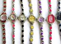 Assorted clock face design fashion bracelet watch with multi enamel color pattern decor along, assorted color and design, randomly pick by our warehouse stuff