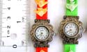 Imitation leather band fashion watch with 3 fish pattern decor on each side, assorted color randomly pick