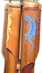 Bird house top deep brown bamboo windchime with painting dotted gecko pattern deaiggn