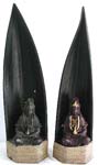 Guan Yin in coconut shell statue with rope tie on bottom, assorted color randomly pick