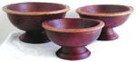 Coconut wood brown round bowl set with retan sewing edge, set of 3 pieces