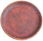 Coconut wood brown round plate set with retan sewing edge, set of 3 pieces