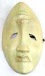 White double face wooden mask with empty eye holes