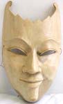 White wooden face mask with fire edge top and empty eye hole