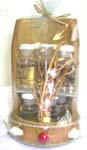 Aromatic essential oil on seashell beaded bamboo holder set, set of 10 assorted oils
