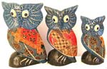 Color painting Batik owl set, set of 3 pieces, assorted color randomly pick 
