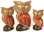 Color painting Batik owl set, set of 3 pieces, assorted color randomly pick 