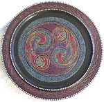 Batik pattern design rounded wooden plate, assorted design randomly pick