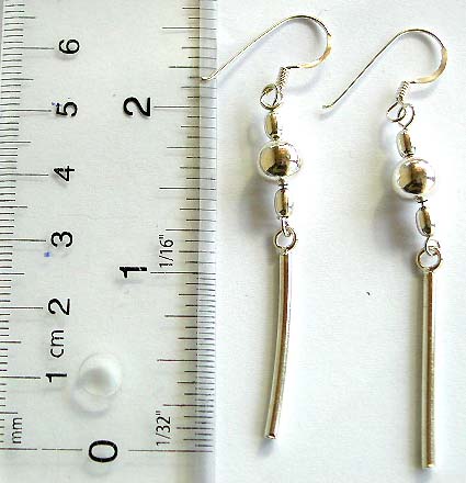 Beaded sterling silver earring with long strand hanging down and fish hook for convenience closure  
  

   

 
 







 

 








 
