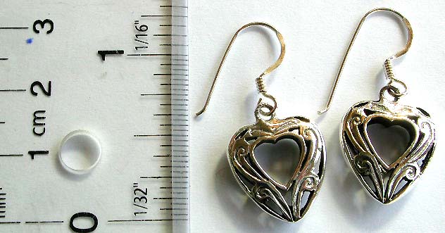 Fish hook sterling silver earring in carved-out double heart shape pattern design  
  

   

 
 







 

 








 

