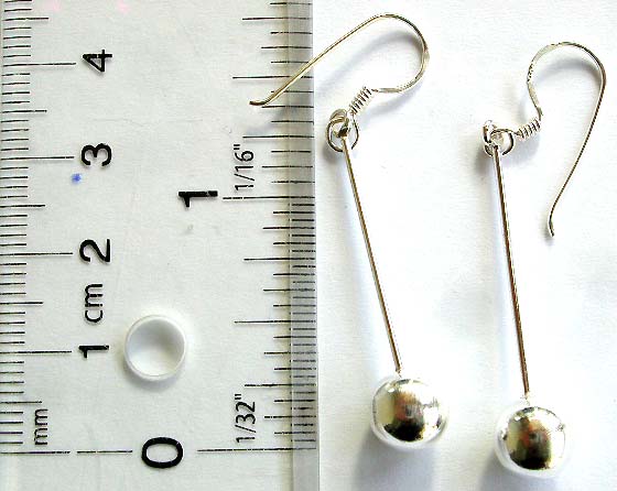 Fish hook silver earring with long strand hanging down and a round bead at the end, same design as EYA-21, but the bead is bigger   
  

   

 
 







 

 








 
