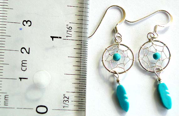 Dreamcatcher earring with blue imitation turquoise beads
   
  

   

 
 







 

 








 
