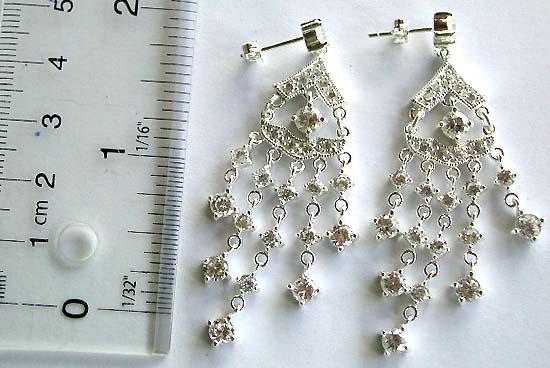 Chandelier sterling silver earring with diamond cubic zirconia wholesale online catalog       
