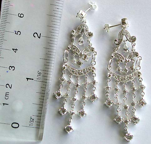 Wholesale chandelier earring, sterling silver chandelier earrings and CZ chandeler earring jewelry       
