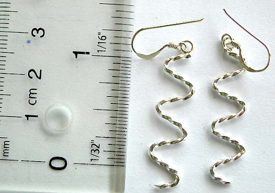 Sterling silver fish hook earring in twisted curve pattern design            
