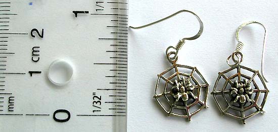 Spider web design sterling silver earring with fish hook              

