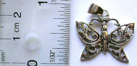925. sterling silver in carved-out butterfly pattern design                   
