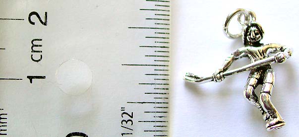 Sport spirit hocky player with stick design 925. sterling silver pendant                   
