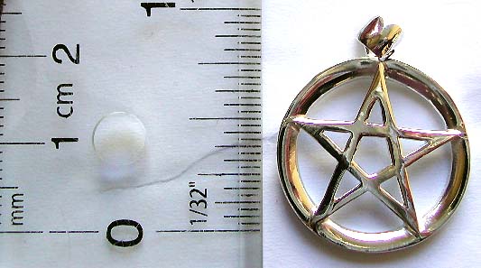 Wiccan mystic symbol star-in-circle design 925. sterling silver pendant                        
