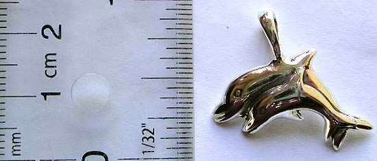 Carved-out double dolphin pattern design sterling silver pendant                         
