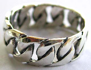 Men's Silver Jewelry. Carved-out knot chain pattern design 925. sterling silver ring