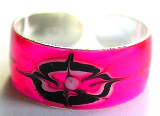 Black tattoo fashion pink enamel sterling silver toe ring         
