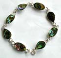 Sterling silver bracelet with multi ovaland water-drop shape abalone seashell inlaid