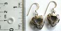 Fish hook sterling silver earring in carved-out double heart shape pattern design 