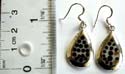 Dotted pattern seashell inlay water-drop shape design sterling silver earring with fish hook for con venience closure