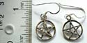 Wiccan mystic symbol star in circle design sterling silver earring with fish hook for convenience closure