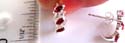 3 red and 2 clear cz stones embedded curved-in pattern design sterling silver earring