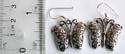 Fish hook sterling silver earring in carved-out butterfly pattern design 