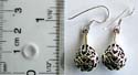 Sterling silver earring in carved-out pattern decor fat drop pattern design with fish hook for closure