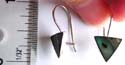 Triangular abalone seashell inlay sterling silver earring with clip-in fish hook for closure