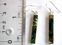Long rectangular abalone seashell inlay sterling silver earring with fish hook
