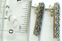 Long strip pattern design sterling silver stub earring with multi diamond shape marcasite stone embedded